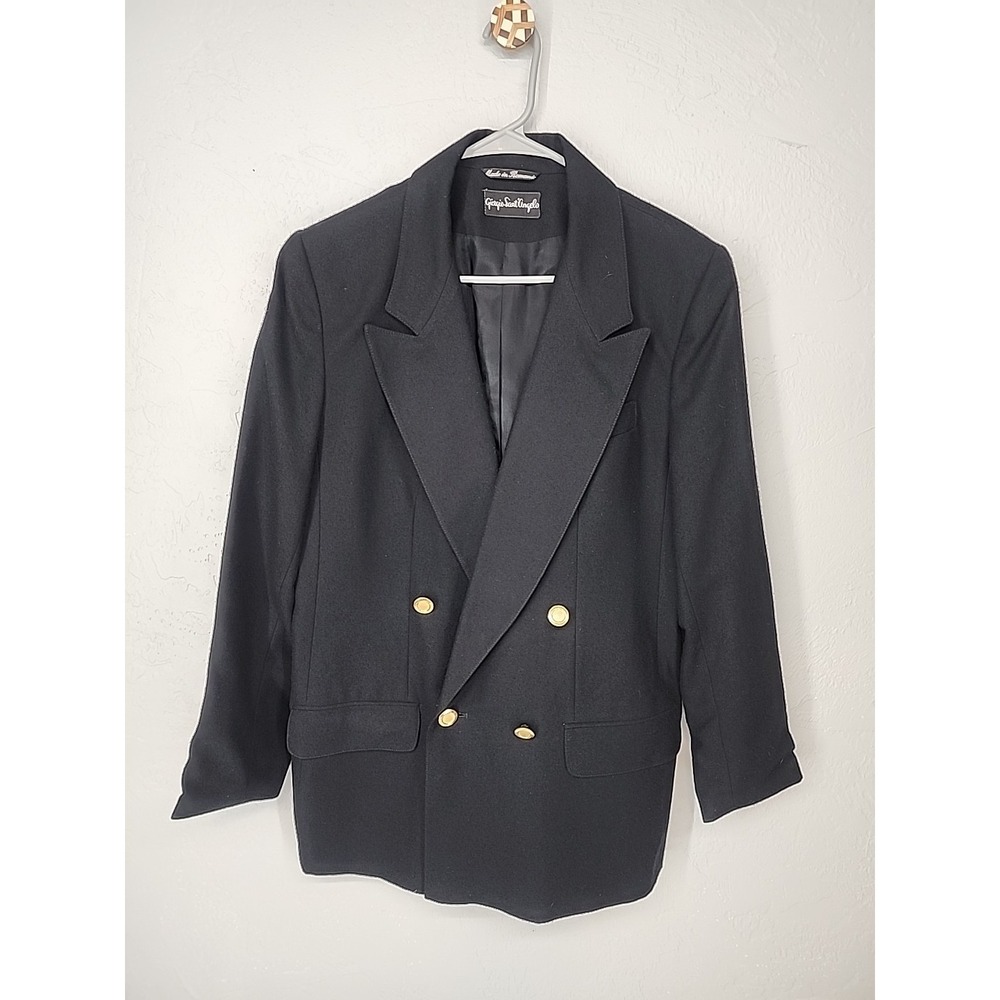 Vintage Black Tweed Wool Blazer Jacket Academia Preppy | Giorgio Sant'Angelo 14